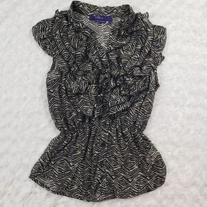 Miley Cyrus Max Azria size large zebra print sheer ruffle top